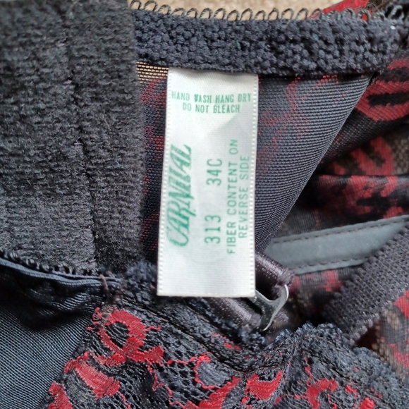 Women's Carnival 313 Brasselette Longline Bra - black/red (34C) - Picture 3 of 7